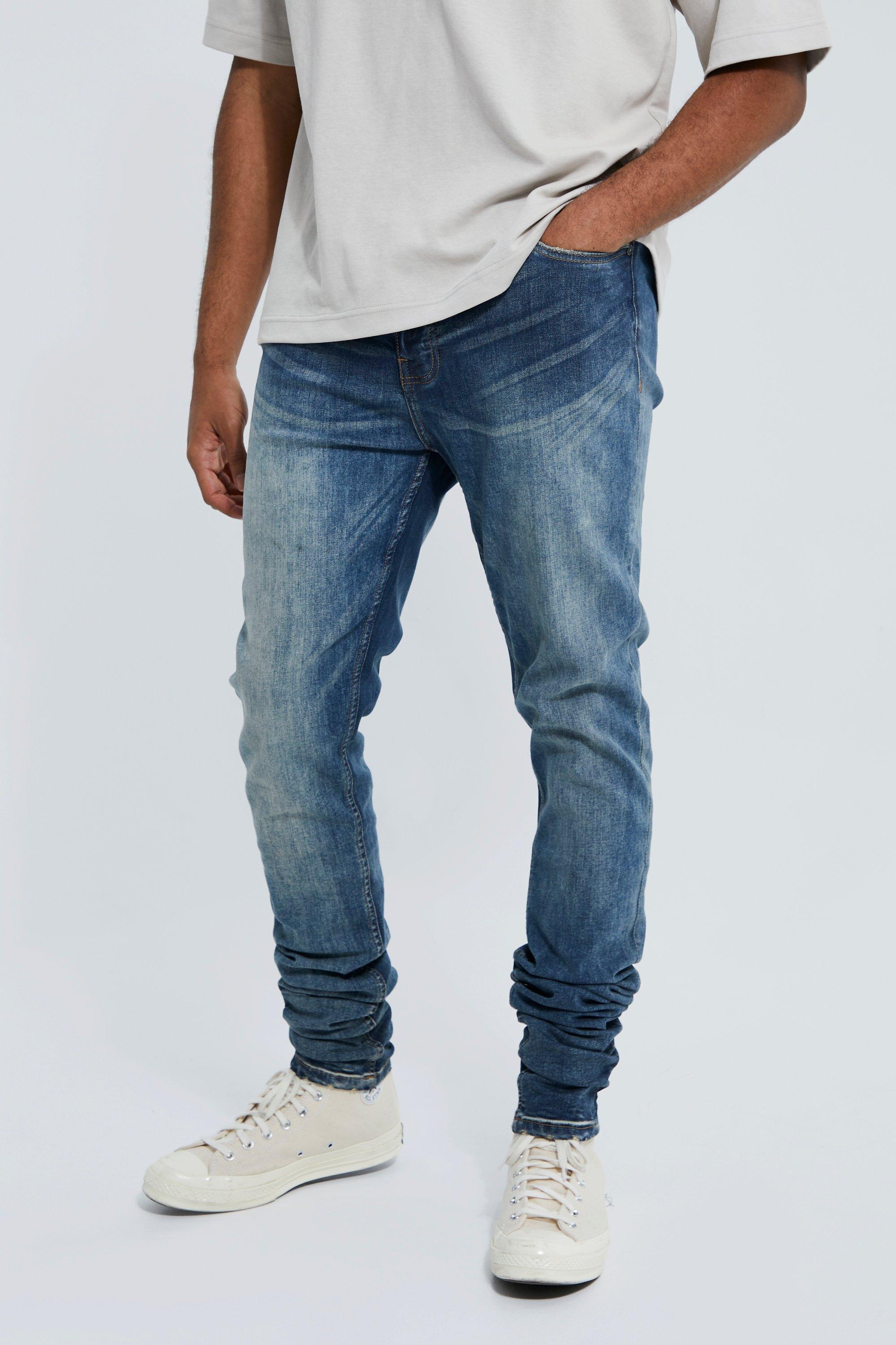 Men's Tall Skinny Stretch Stacked Jeans | Boohoo UK